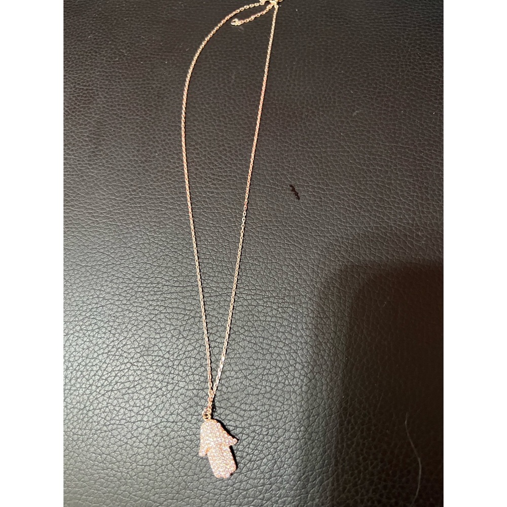 Sterling silver rose plated hamsa necklace